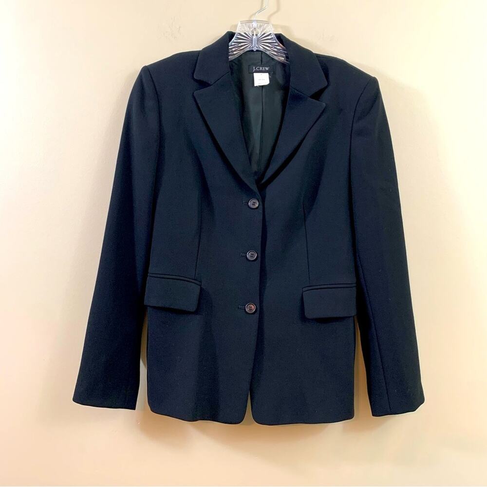 J Crew Wool Three Button Black Blazer